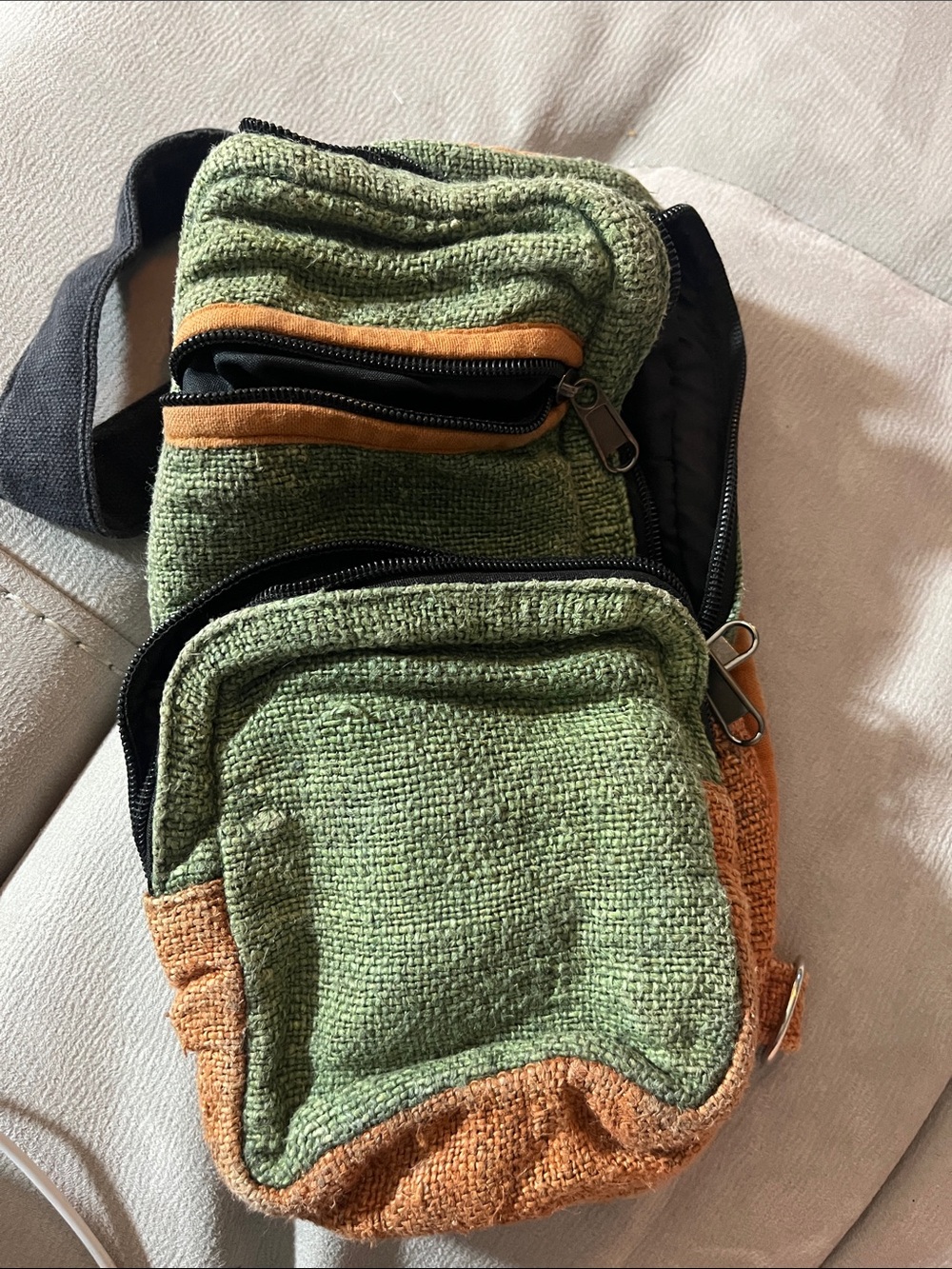Green & Orange 100% hemp Crossbody-Earthbound Trading Company